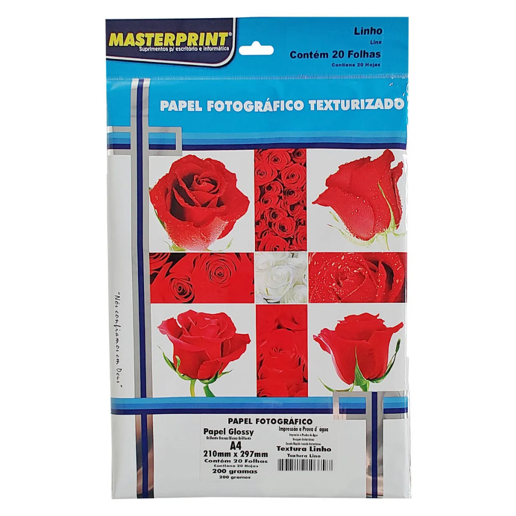 Papel Glossy MasterPrint Texturizado 200g/m² 20 Folhas A Prova D' Água Branco Linho Pérola Casca de Ovo Couro em Oferta na Shopee