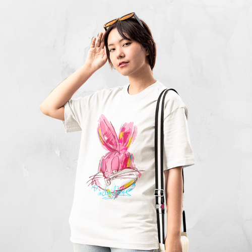 Blusa Feminina Estampada Coelho Personagem Desenho Oversized Manga Longa Streetwear Blusa Feminina