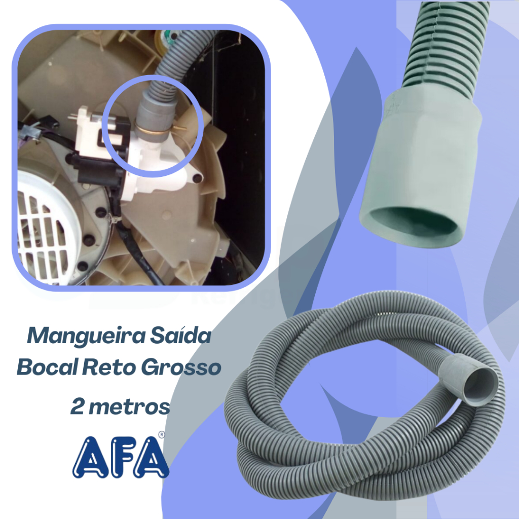 Mangueira de saída para Máquina de Lavar bocal Grosso Reto 2 metros AFA