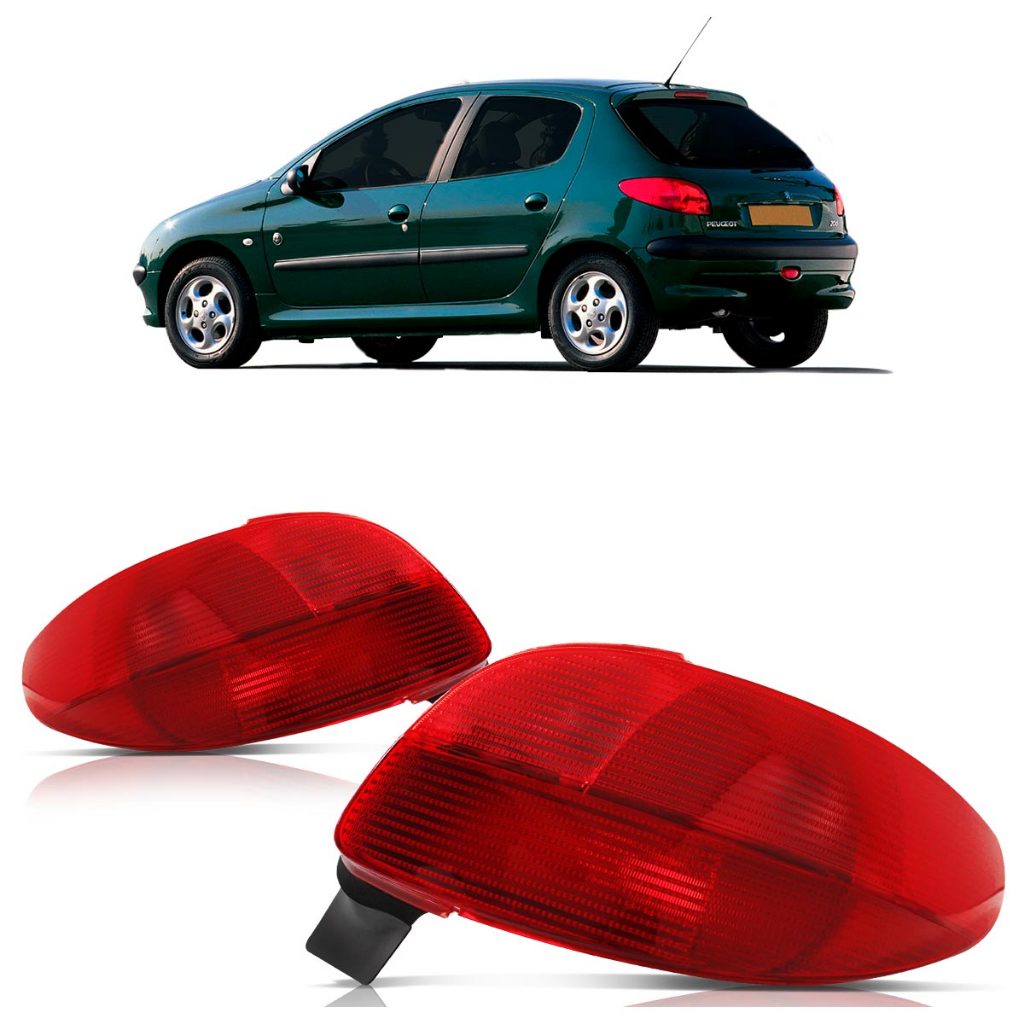 Par Lanterna Traseira 206 1998 1999 2000 2001 2002 Rubi Lente Estriada Acrilico em Oferta na Shopee