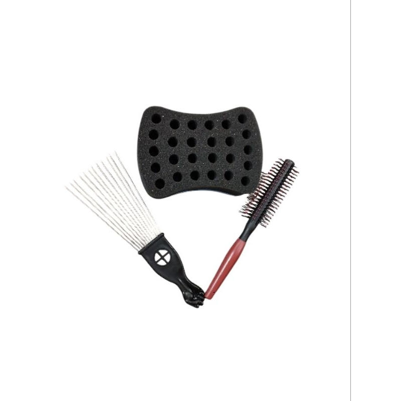 Esponja Nudred + Pente Garfo + Escova Nilon Mofashi Profissional