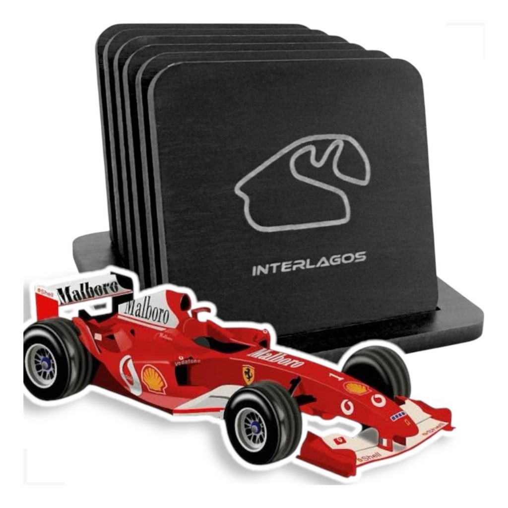 Kit Porta Copos Pistas F1 Formula 1 Decoração Festa Mesa Posta Ayrton Senna Circuitos de Corrida