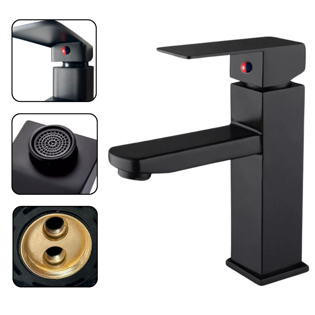 TORNEIRA BLACK ABS MONOCOMANDO COM MISTURADOR ÁGUA QUENTE E FRIA PARA CUBAS E PIAS SOFISTICADAS