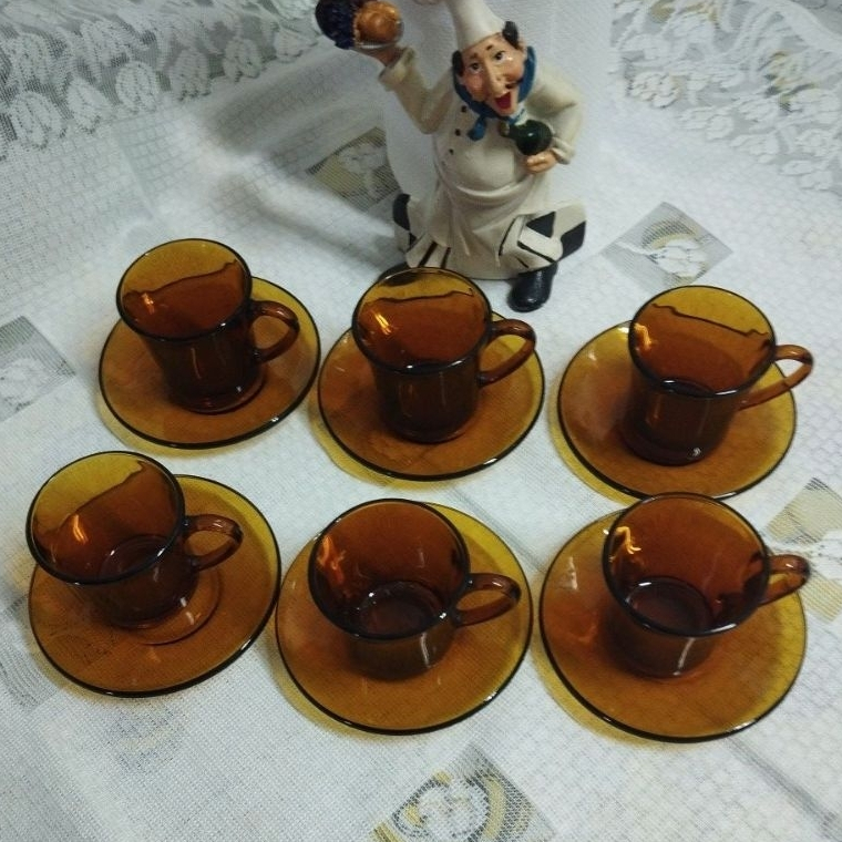 Conjunto de 6 xícaras de café Duralex Âmbar original usadas.🫖🍰🥰💖