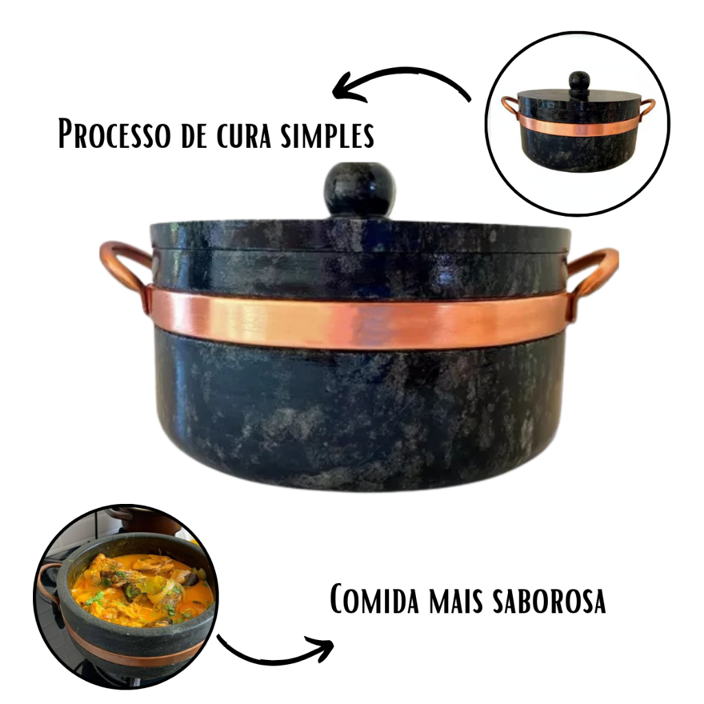 Panela Wok De Pedra Sabão  de 2 Litros Cozinha  Òtimo Presente de Natal
