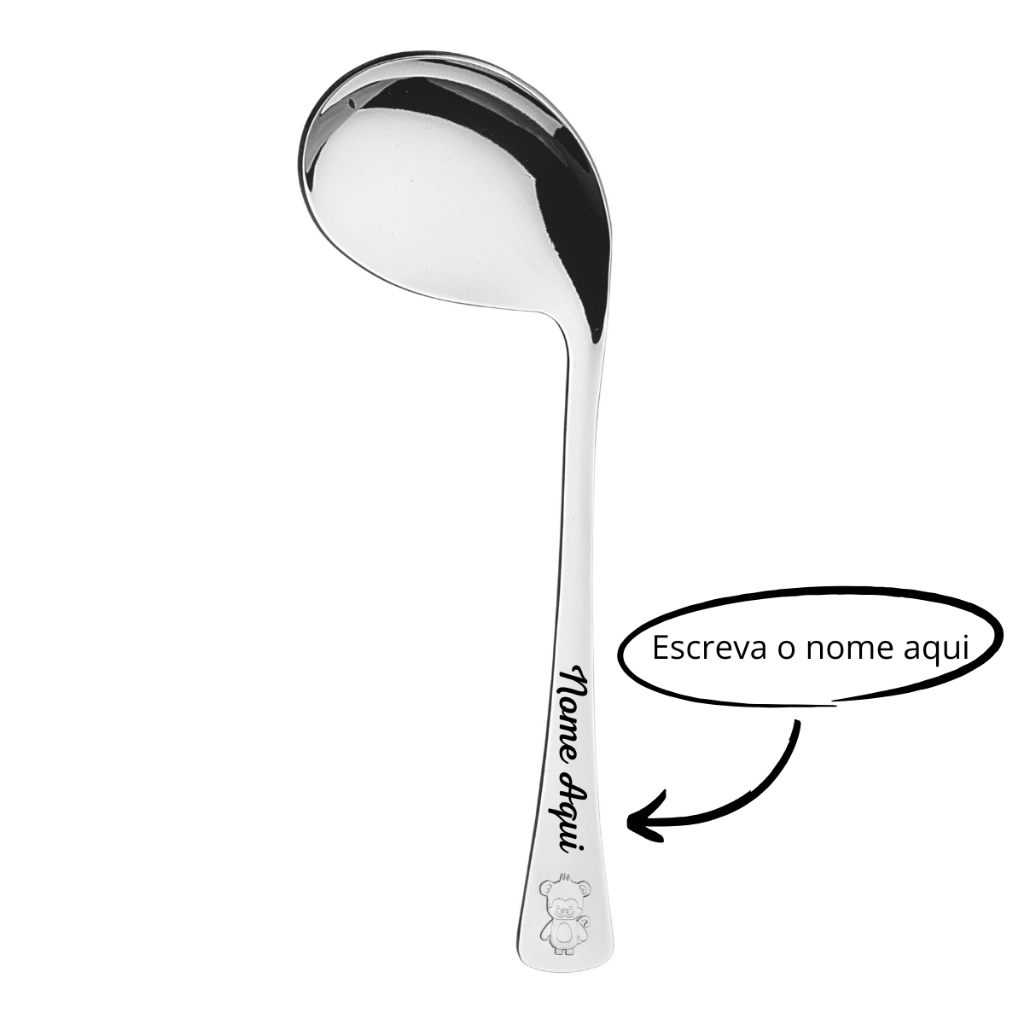 Colher Curvada Infantil Inox Tramontina Personalizada Com Nome em Oferta na Shopee