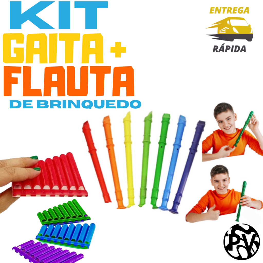 Kit gaita sorveteiro mais flauta lembrancinha brinquedo
