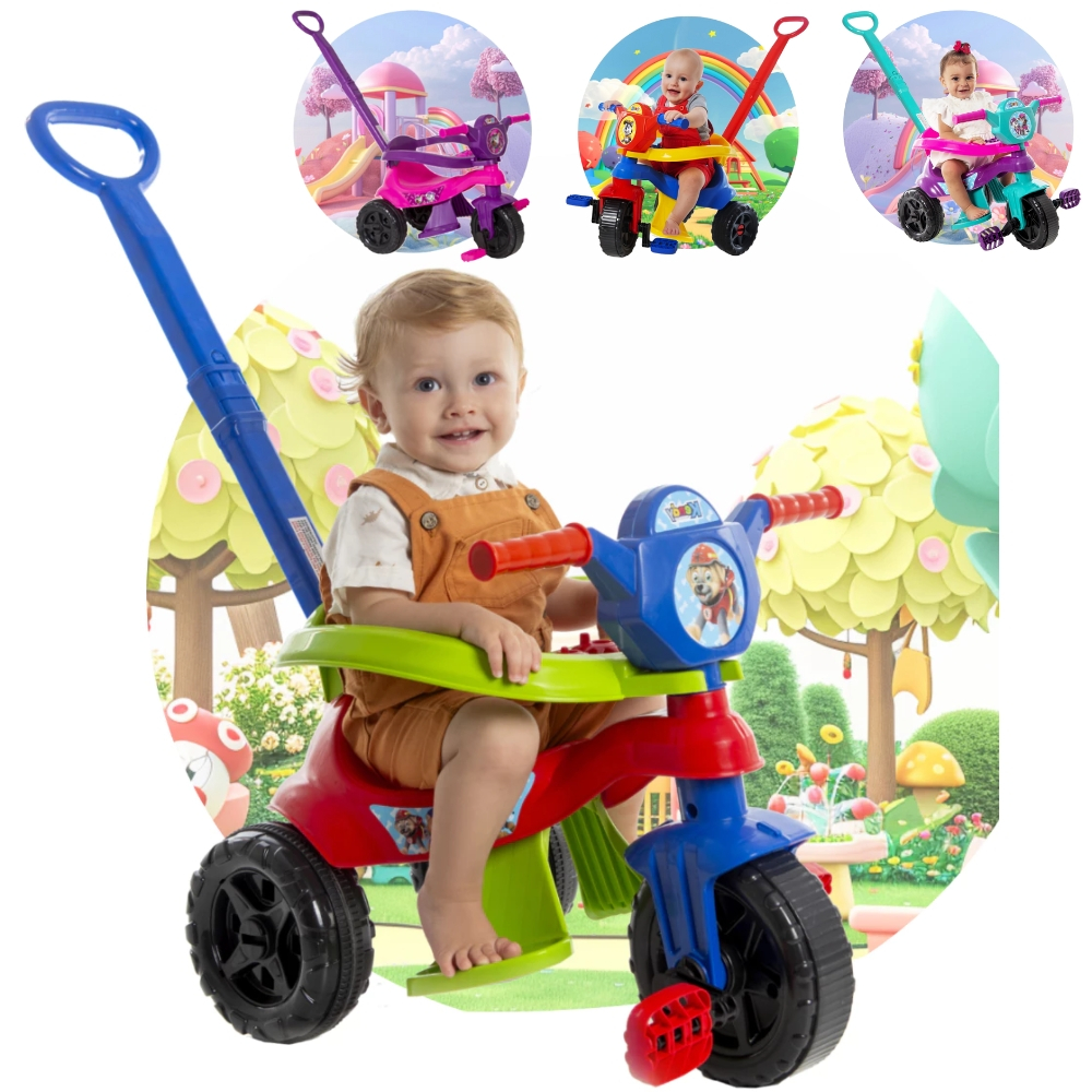 Triciclo Completo Motoca Velotrol Com Empurrador e Protetor Certificado Inmetro - QUEEN SHOP · foto 2