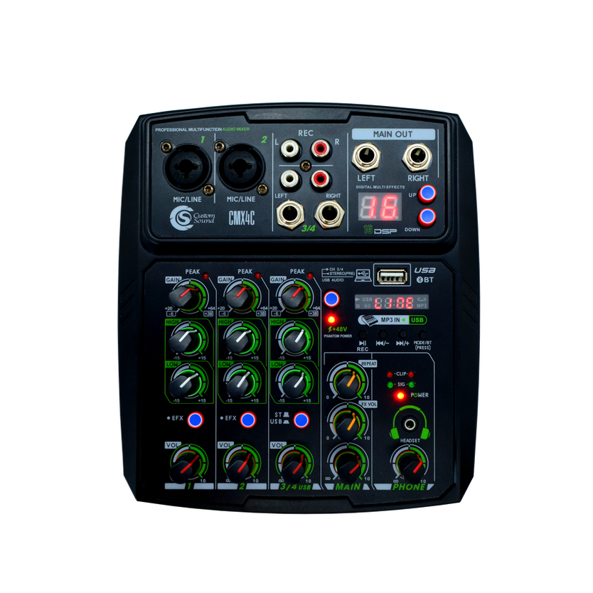 Mesa De Som 4 Canais Usb Bluetooth Custom Sound Cmx4c Bivolt