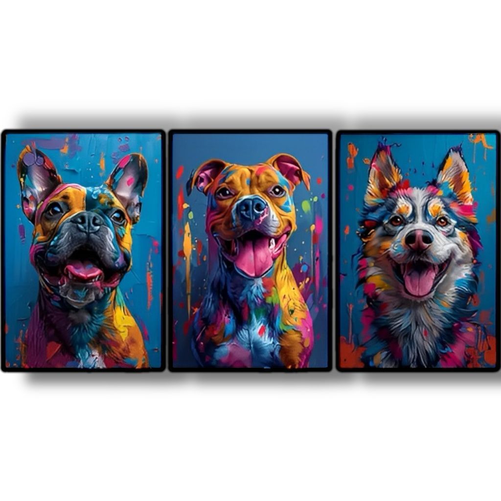 Quadro Decorativo Grande Animais Cachorro Cães Felizes Moderno em Oferta na Shopee