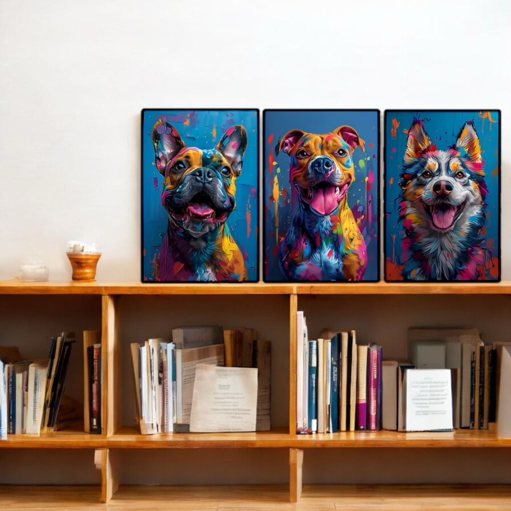 Quadro Decorativo Grande Animais Cachorro Cães Felizes Moderno