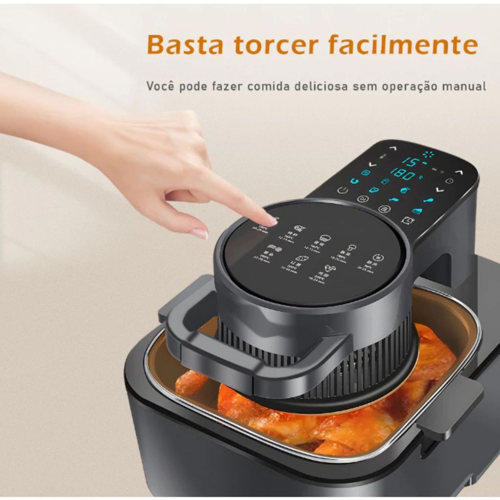 Panela Air fryer Fritadeira Elétrica 8 Funções Oil Free Ar Quente com Grelha e Cesto Removível