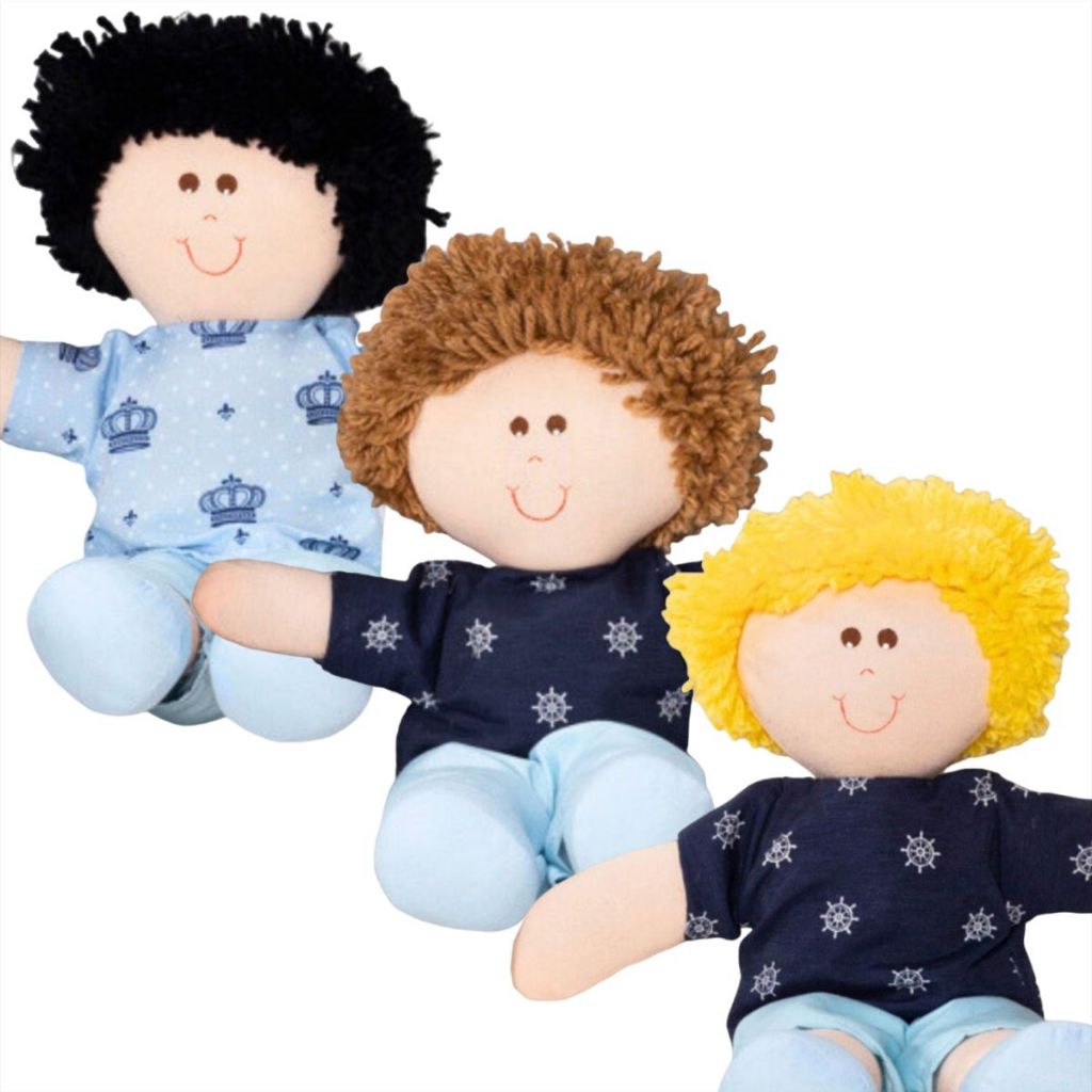 Oferta Kit 3 Bonecas e Bonecos de Pano 30cm  Vintage Antialérgico Envio 24h
