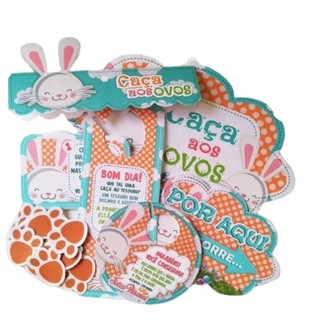 Kit Caça Aos Ovos Páscoa Coelhinho Brincadeira de Páscoa - 15 itens + 50 pegadas em Oferta na Shopee