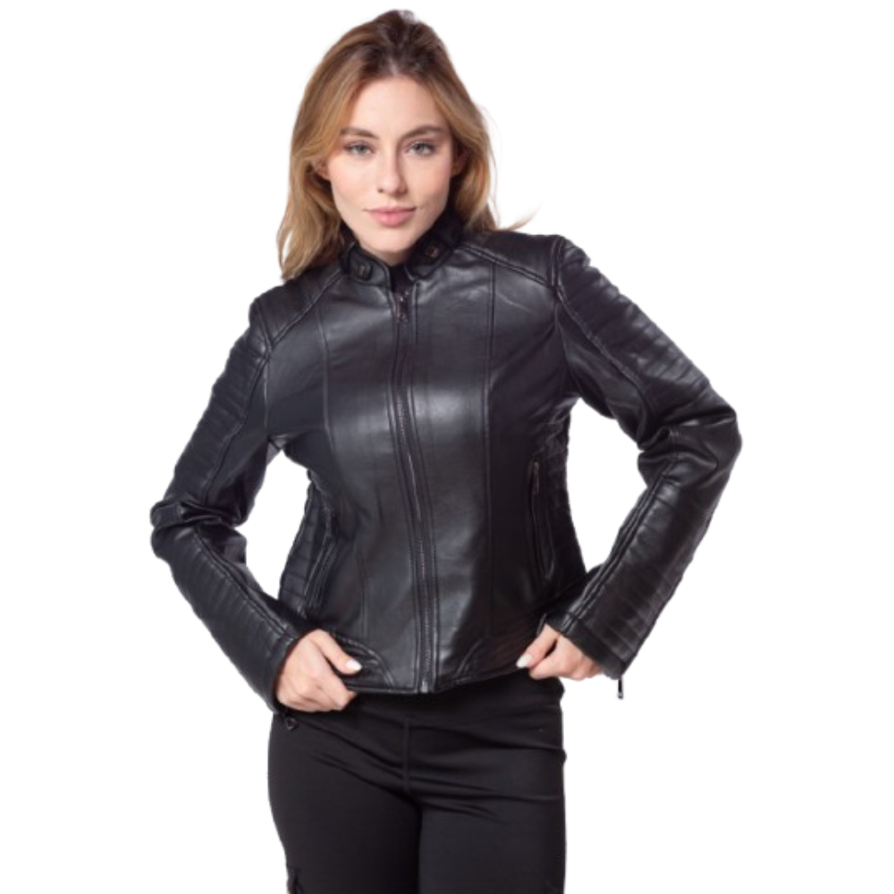 Jaqueta Feminina Casaco Couro Sintético em Oferta na Shopee