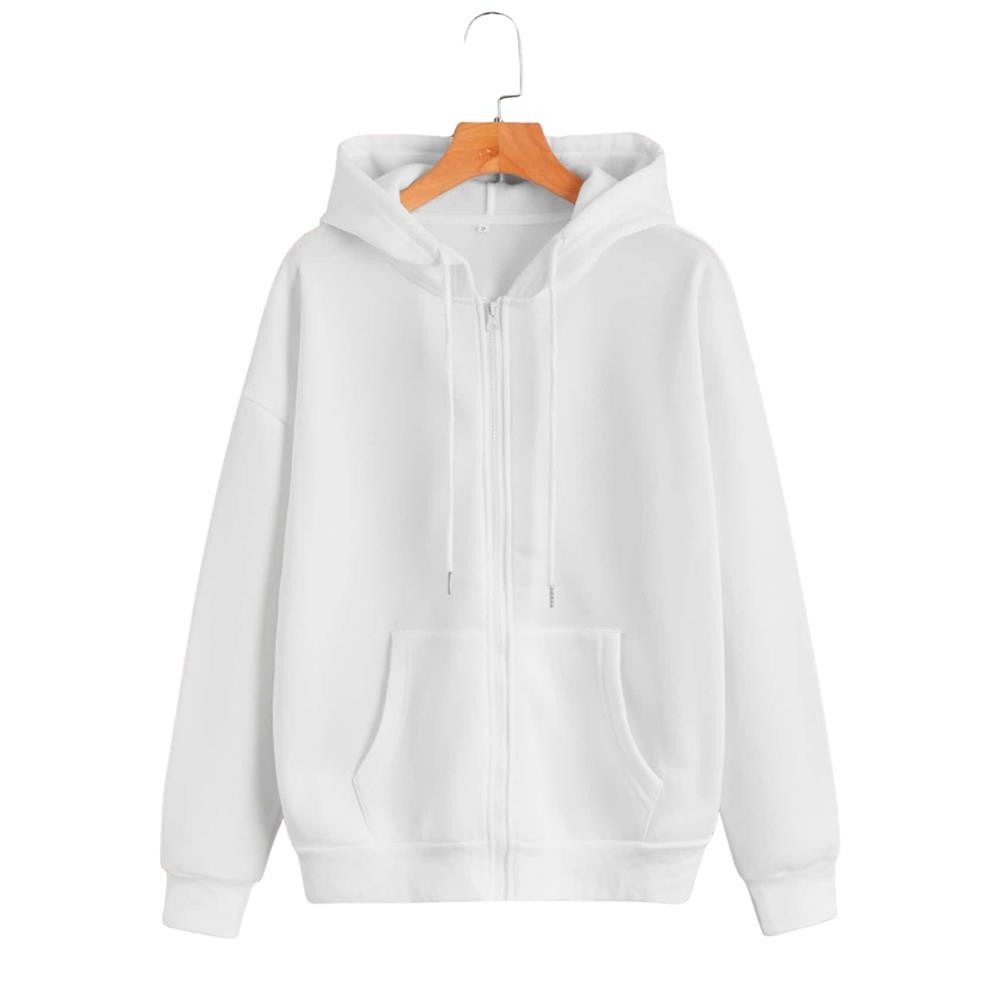 Moletom Canguru Com Zíper Liso Feminino Sem Estampa Super Estilo Varias Cores