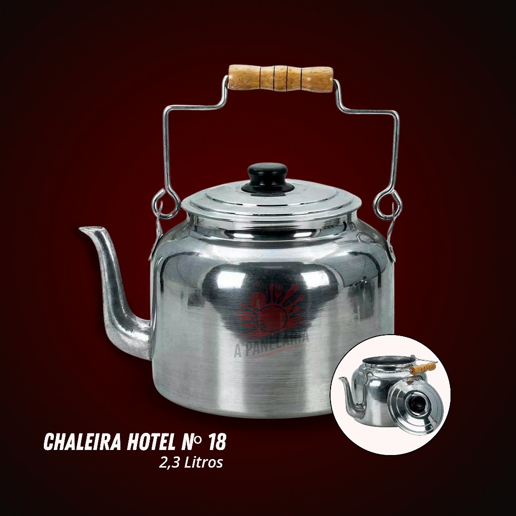 Chaleira 2,3 litros alumínio fervedor de água chá café retrô café cozinha Alumínio Polido 2,3 Litros N3