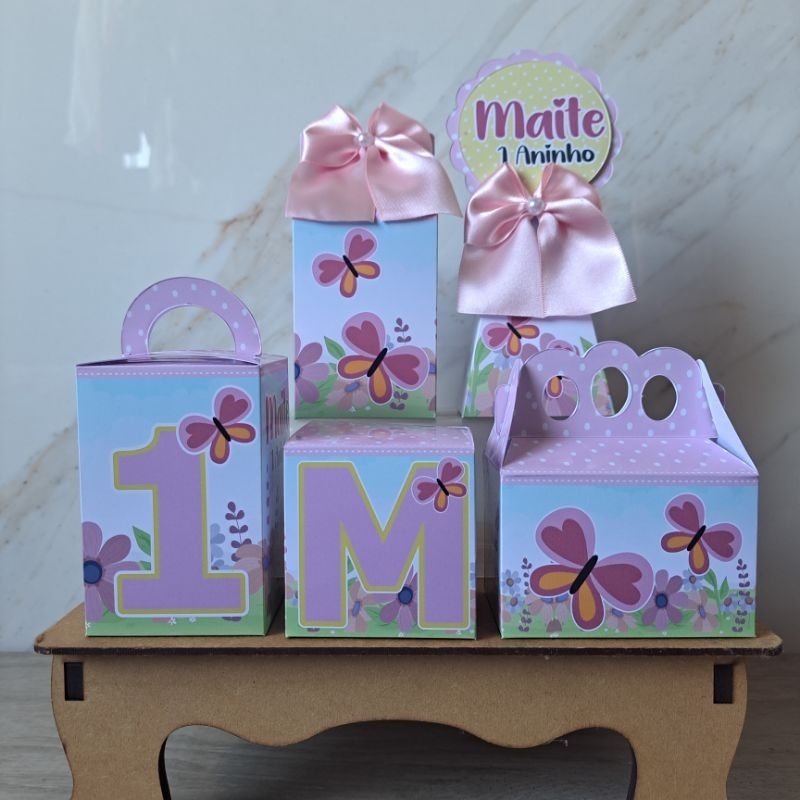 Kit Festa Jardim Encantado das Borboletas Caixinhas Personalizadas Lembrancinhas para Festa