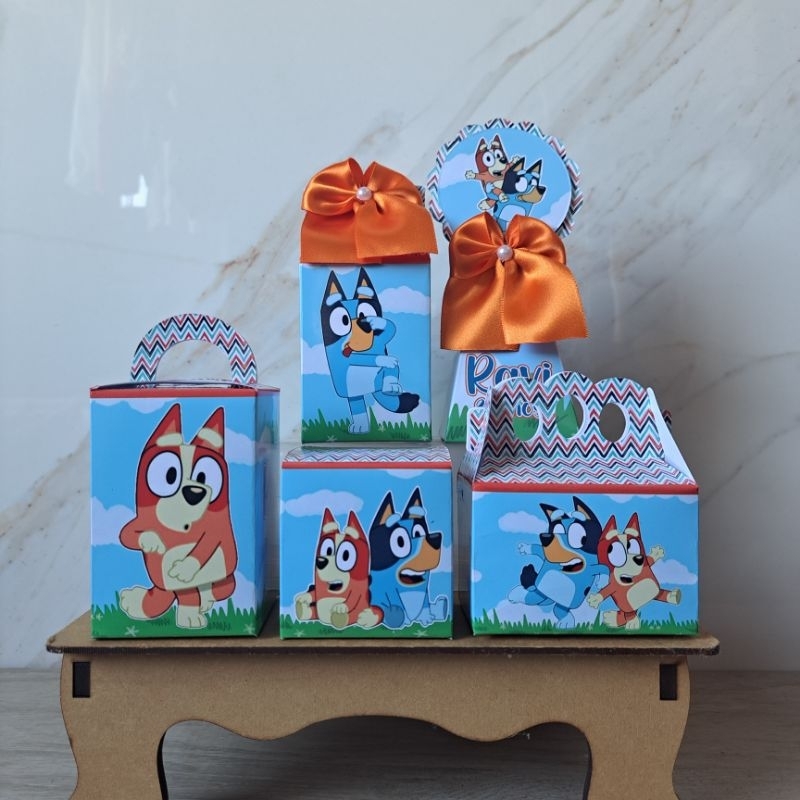 Kit Festa Bluey e Pingo Caixinhas Personalizadas Lembrancinhas para Festa