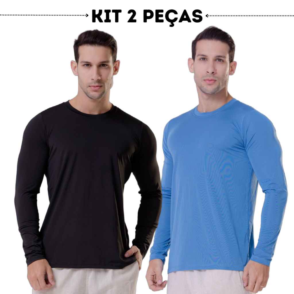 Kit 2 camisa uv térmica segunda pele com proteção solar em Oferta na Shopee