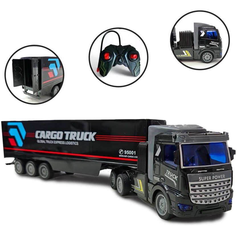 Caminhão Carreta Baú Controle Remoto Recarregável Brinquedos de Menino