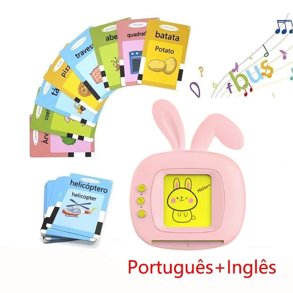 Brinquedo Card Infantil Cartão Fala Inglês Português Dino Apraxia Autismo Alfabetização 224 Palavras