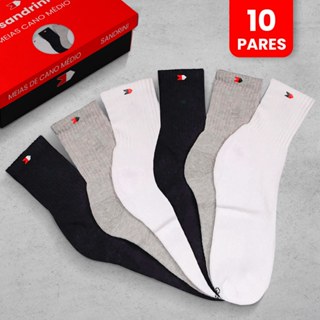 Kit 10 pares Meias Masculina Algodão Macio Cano Médio Sandrini Promoção em Oferta na Shopee