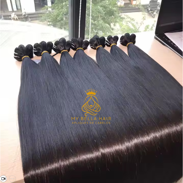 Aplique de Cabelo na Tela Mega Hair Natural Russo Liso 70cm Premium