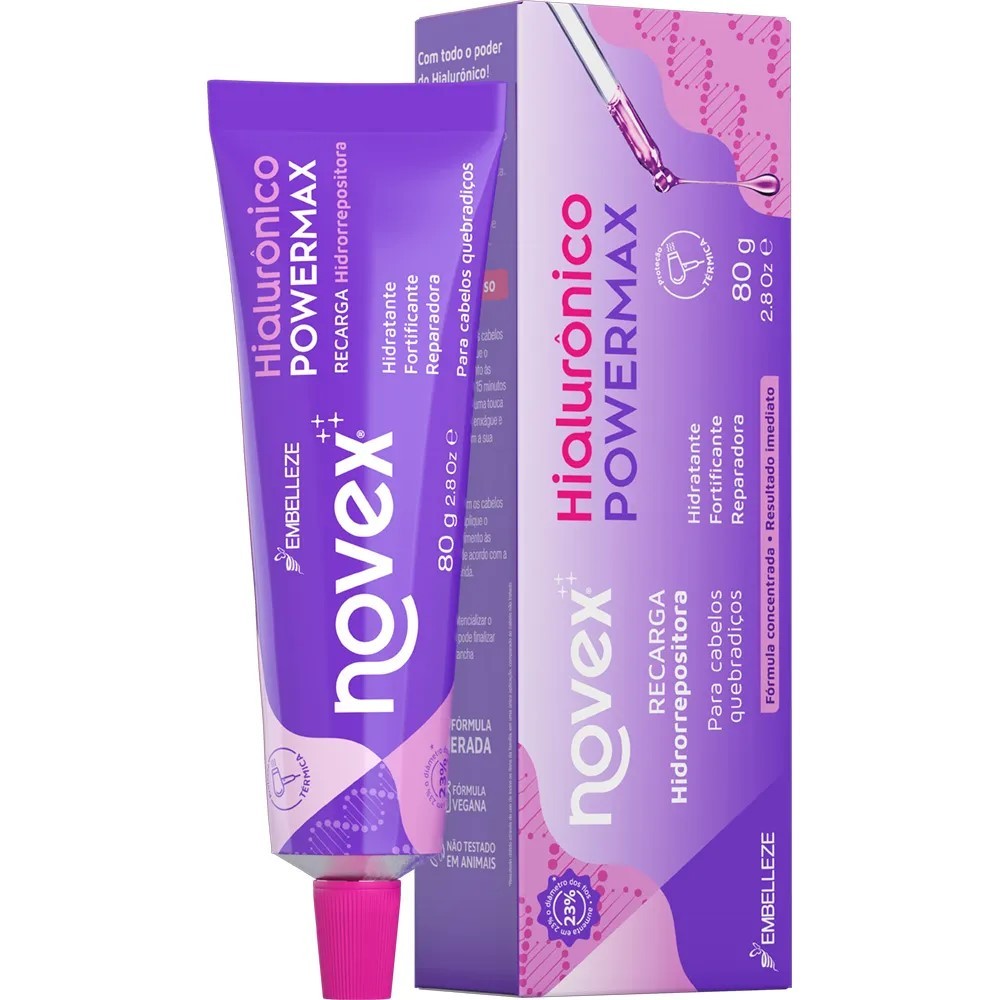 Máscara de Hidratação Novex Hialurônico PowerMax Recarga Reparadora Harmonização Capilar 80G em Oferta na Shopee