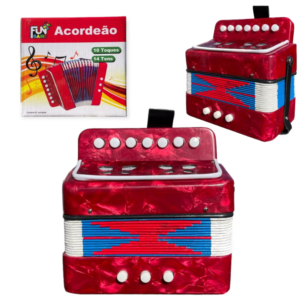 Sanfona Infantil Tipo Acordeon Gaita Musical | Brinquedo Educativo com Alça