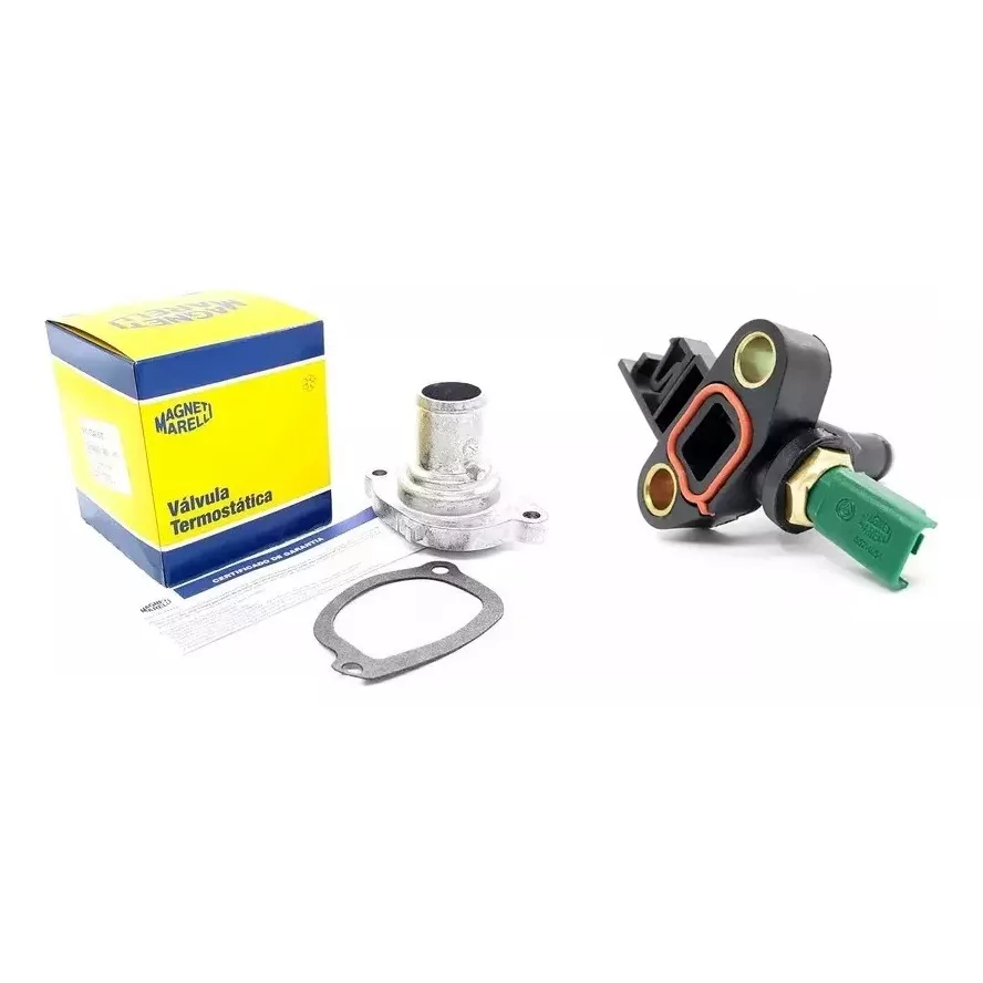 Kit Válvula Termostática + Sensor Temperatura Fiat Doblô Palio Punto Siena Strada Uno Fire 1.0 / 1.3 / 1.4 8v