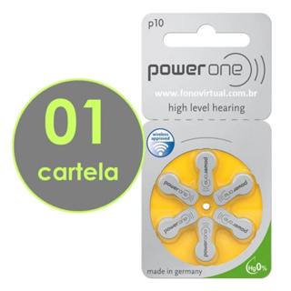 Pilhas Bateria Power One Para Aparelhos Auditivos 10 (Pr70)  - 1 Cartela C\6 Unid em Oferta na Shopee