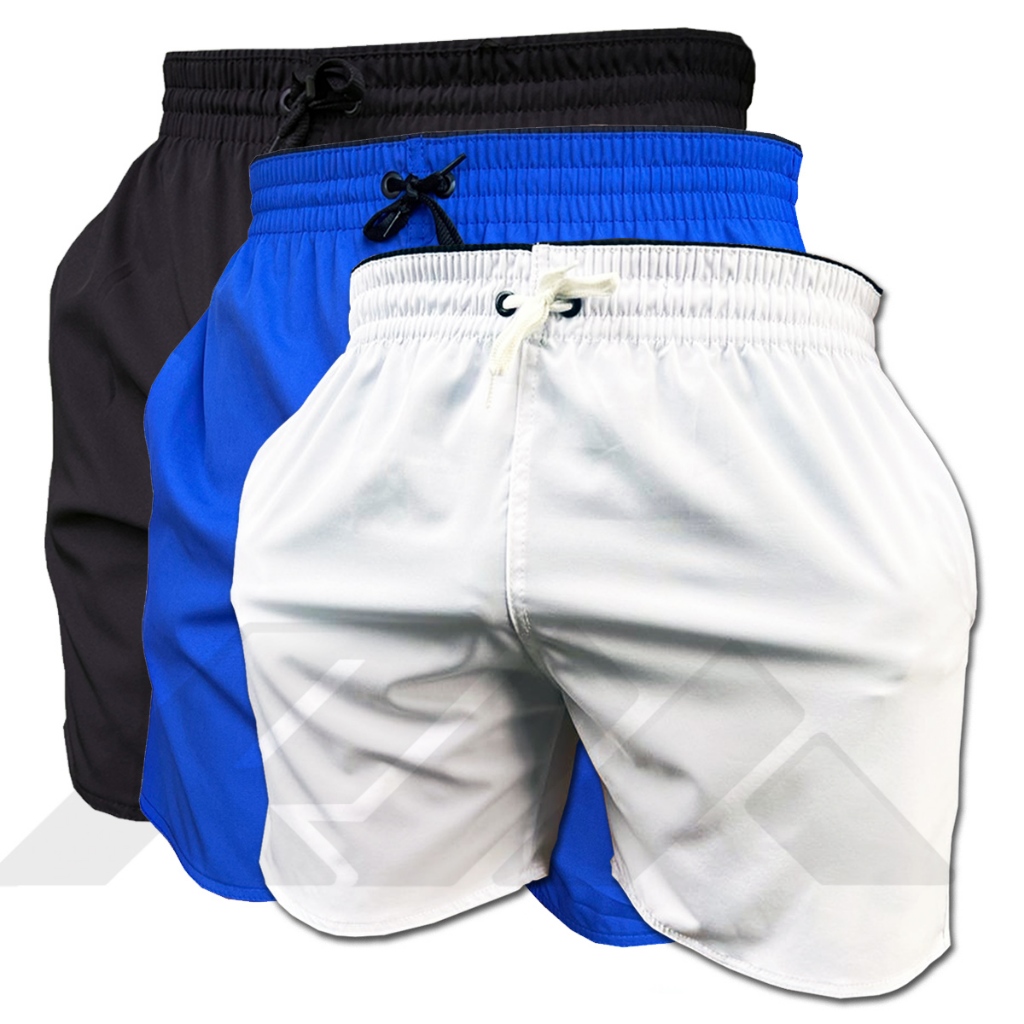 Kit 3 Shorts de Elastano Dry fit Bermuda de Praia Piscina e Academia