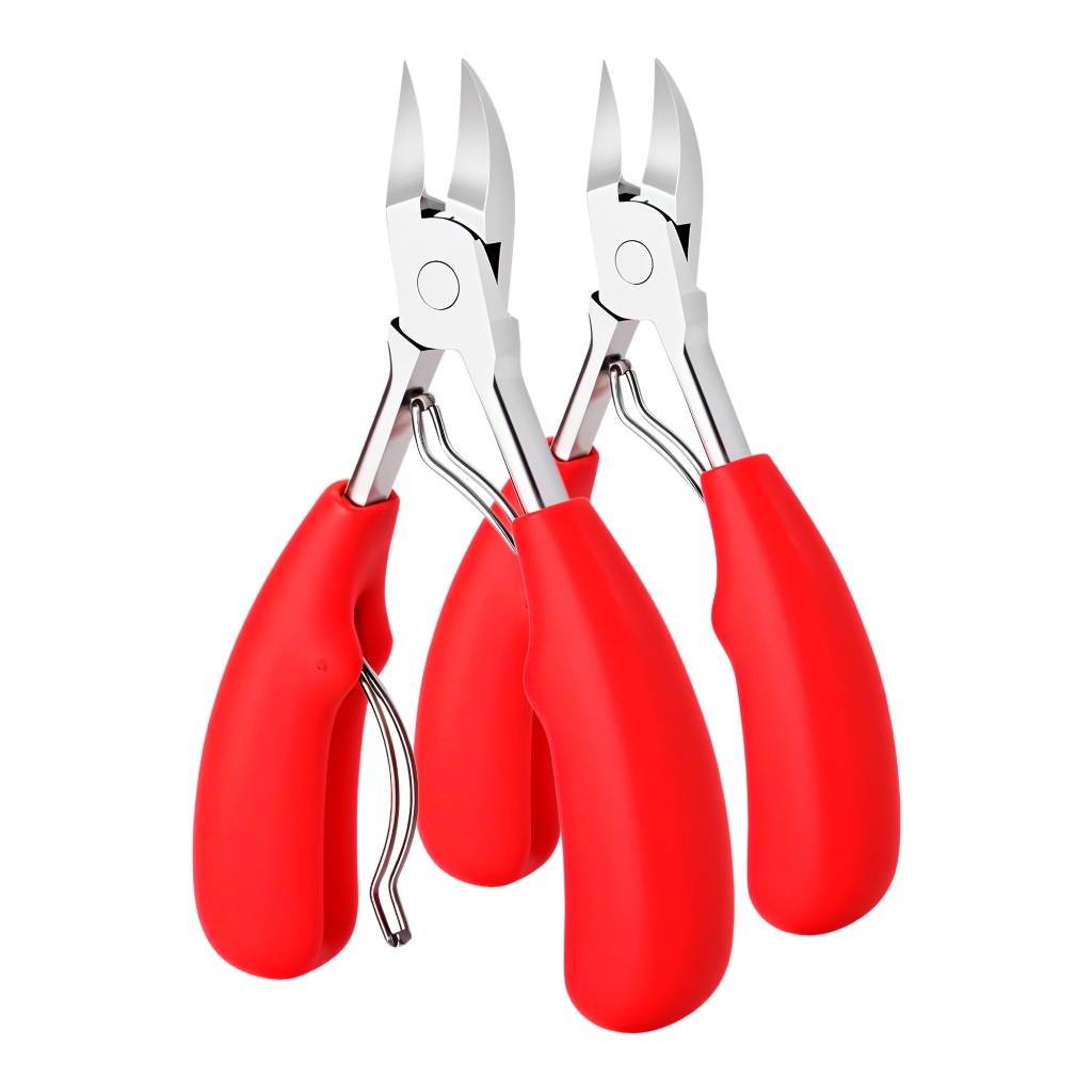 Kit 02 Alicates Cortador Unha Profissional Inox Curvado Mola Dupla Corte Preciso Alta Durabilidade