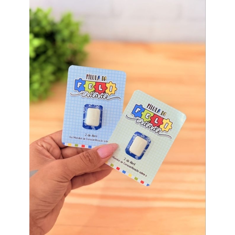 Card cápsula chiclete- Lembrancinhas personalizadas- Abril azul- Autismo- Tea