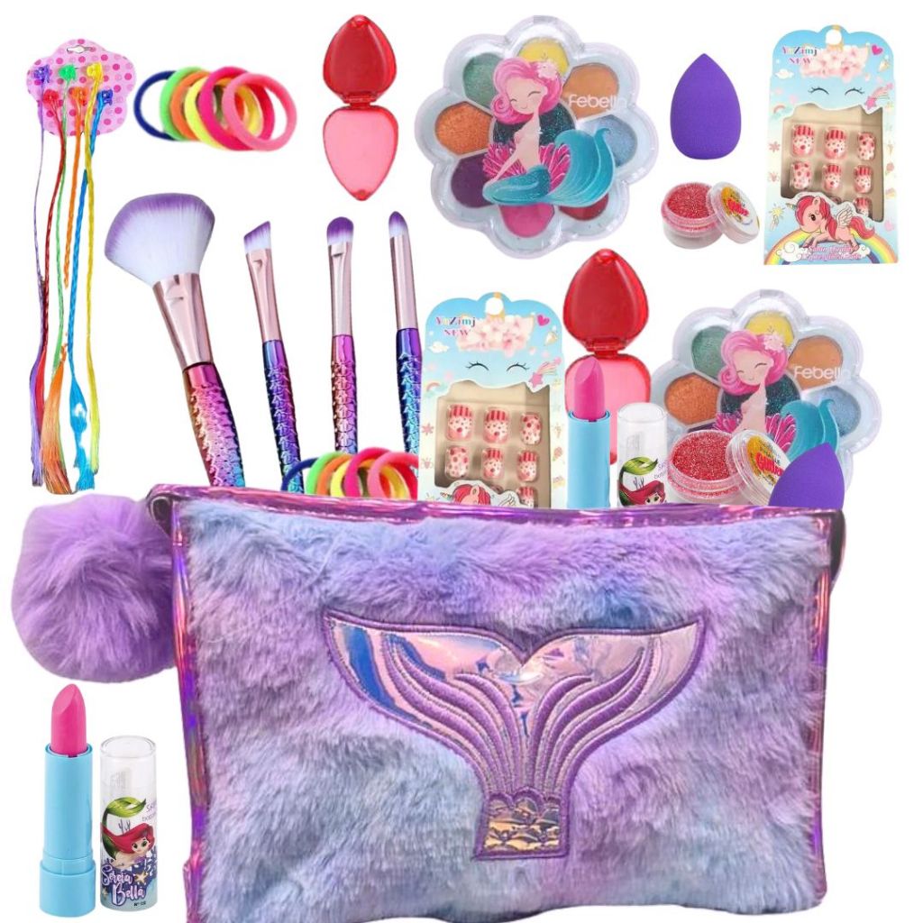 Kit Infantil Criança De Maquiagem Com Necessaire 18 ITENS no total Make Linda Completa