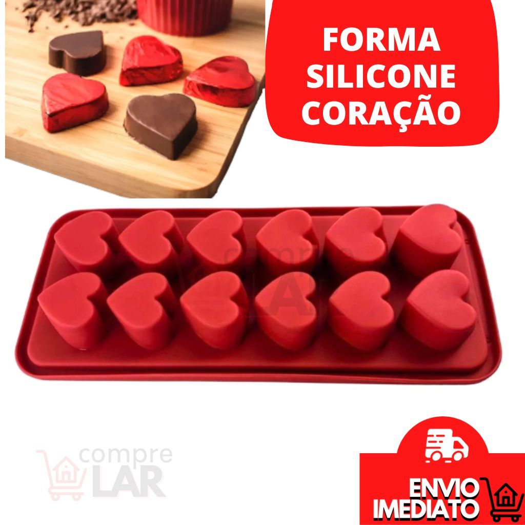 Forma Silicone Gelo Coração Forminha Flexível Doce Chocolate Gelatina em Oferta na Shopee