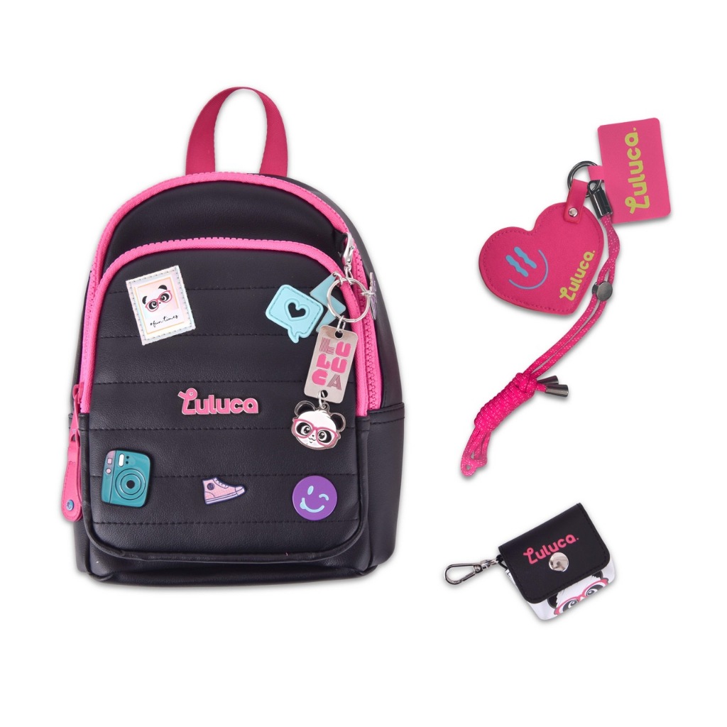 Mini Mochila Luluca Com Porta Fone Espelho Chaveiro E Caixa