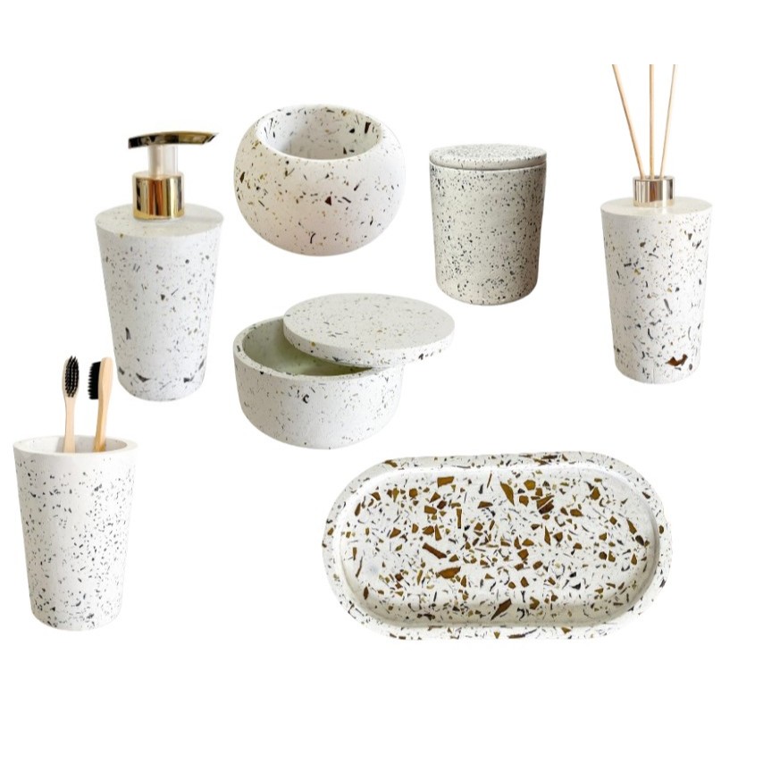 Kit Decorativo 7 Peças Banheiro Lavabo Escritorio em Oferta na Shopee