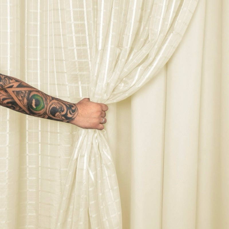 Cortina Voil Xadrez Sala e Quarto 6,00 x 2,30/2,40/2,50/2,60/2,70/2,80 c/ Forro de Microfibra em Oferta na Shopee