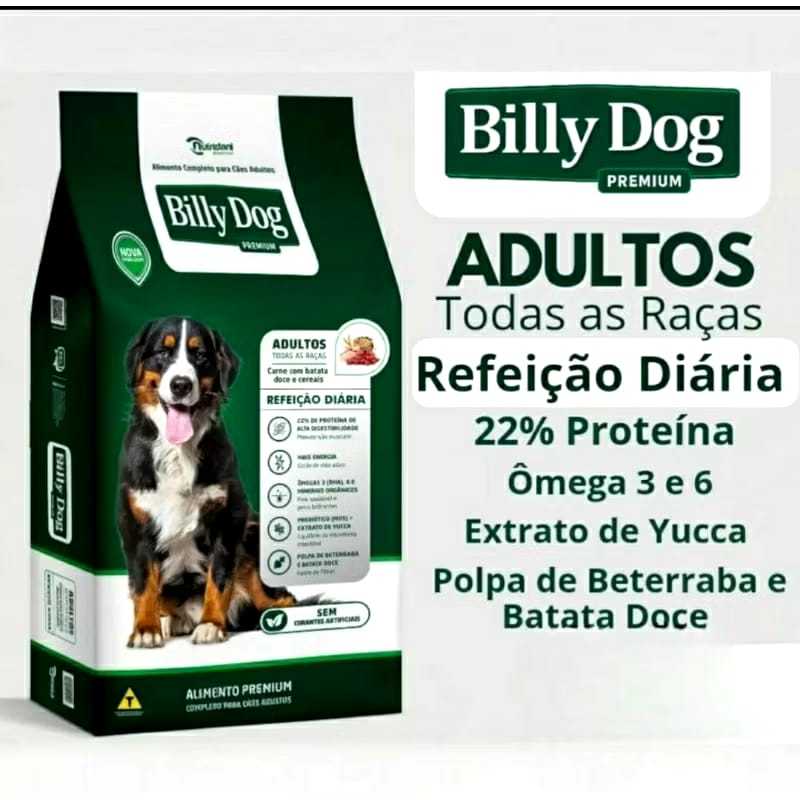 RAÇÃO BILLY DOG ADULTO REFEIÇÃO DIARIA CARNE.
