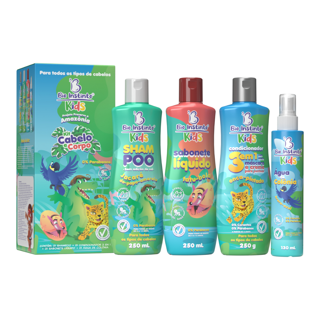 🌿🛁 Kit Cabelo e Corpo Kids – Diversão e Cuidado Inspirados na Natureza!