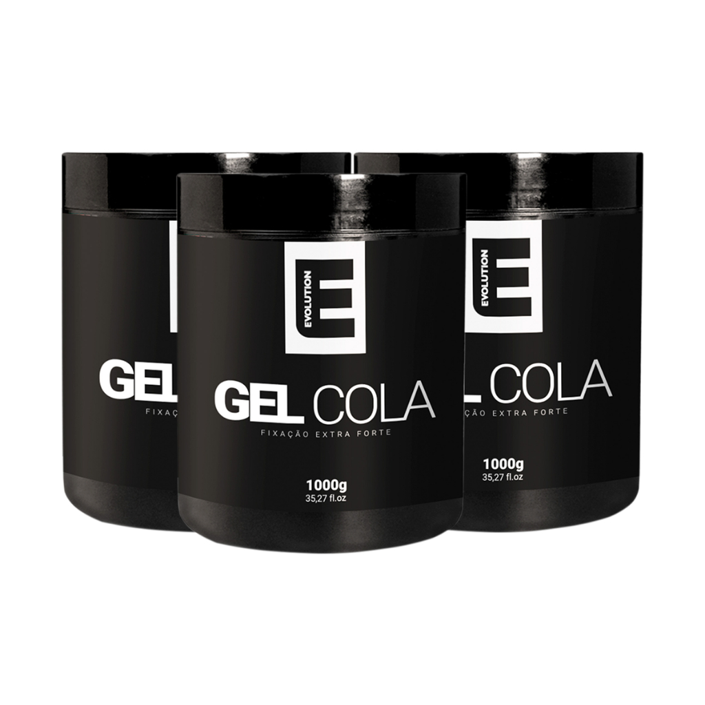 3 UNI GEL COLA 1KG EVOLUTION BARBER - GEL FIXADOR EXTRAFORTE PARA CABELO
