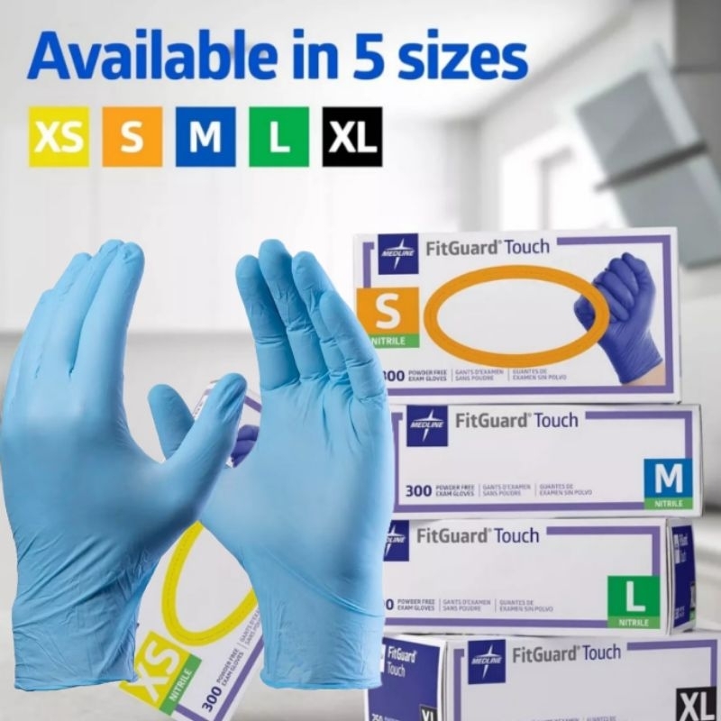 KIT  Luvas Nitrílica importada Azul Descartável Sem Pó C/100 Unidades cada caixa