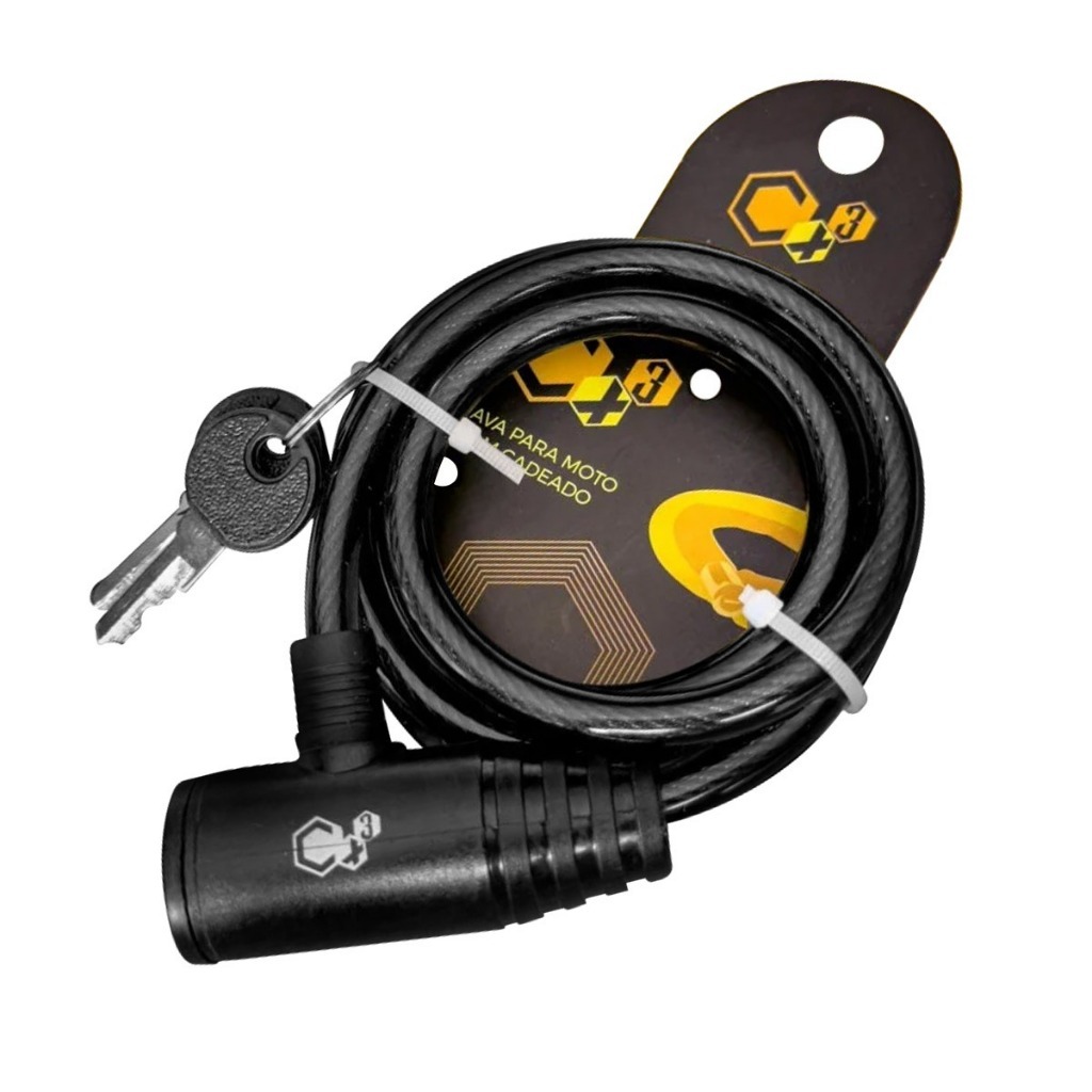 Trava Cabo De Aço Cadeado Segurança Bike Moto Com Chave Espiral Anti-Roubo 24MM X 1500 MM em Oferta na Shopee