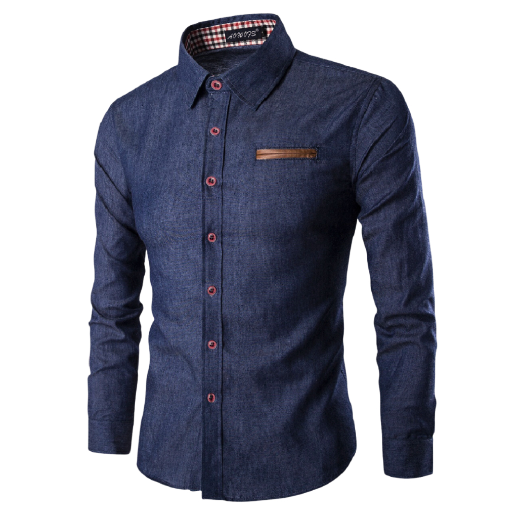 Camisa Social Masculina Slim Fit Manga Longa tipo Jeans Premium