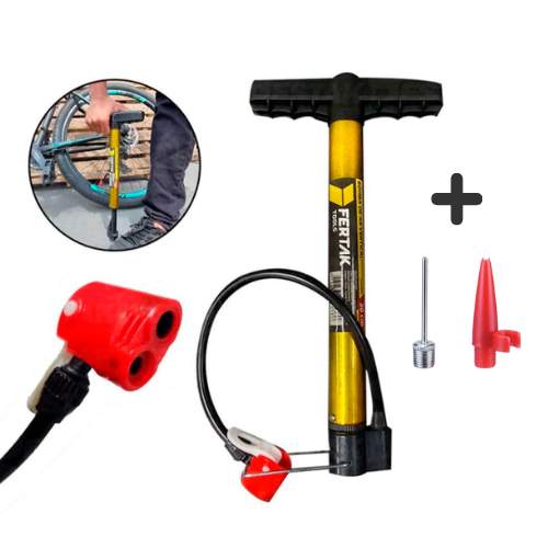 Bomba De Ar Para Encher Pneu com kit Adaptador 30Cm Bike Bola Bexiga Piscina Inflável Moto