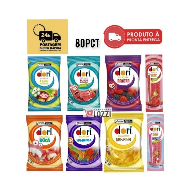 Kit Doce 80 Pacotes Regaliz Gelatina Dori Sabores Variados Tipo Fini em Oferta na Shopee
