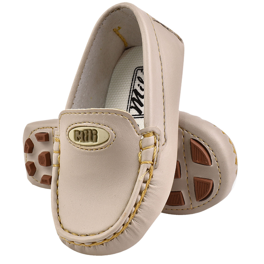 Detalhes do Mocassim Infantil Masculino Confortável E Antiderrapante Pajem Festa Bege Para Menino Bebê Promoção