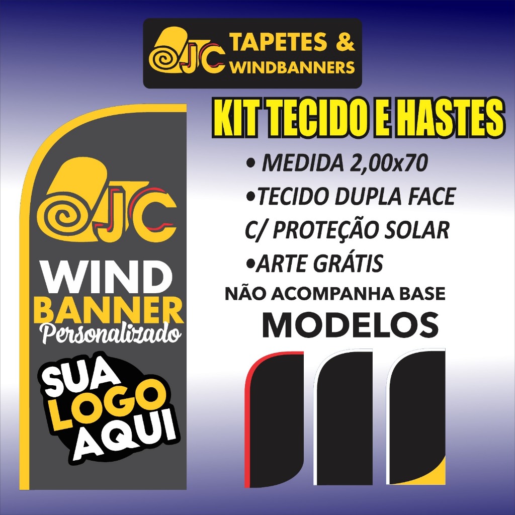 WINDBANNER 2M KIT TECIDO E HASTES  PERSONALIZADO - NÃO ACOMPANHA BASEAumente a visibilidade do seu negócio e atraia mais